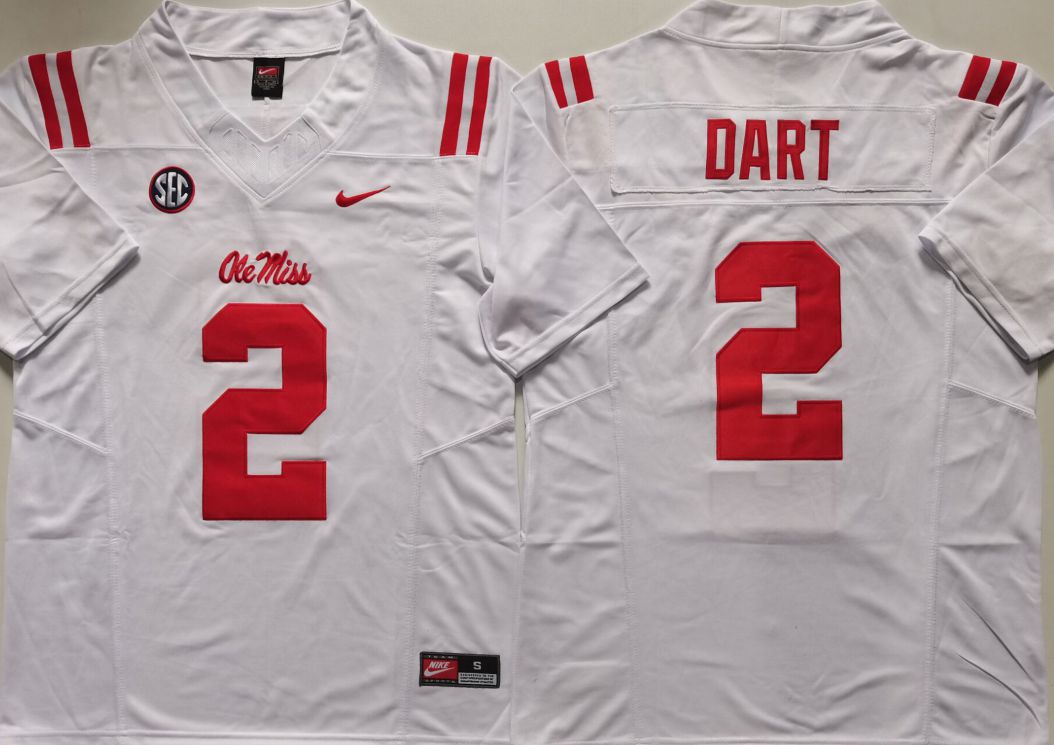 Men Ole Miss Rebels #2 Dart White Nike 2025 NCAA Jersey style 2->ncaa teams->NCAA Jersey